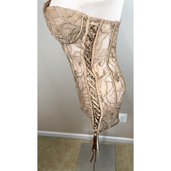 Retrofete Matilda Strapless Lace Sequin Corset Bustier Sheer Mini Dress Sz S - Picture 9 of 12